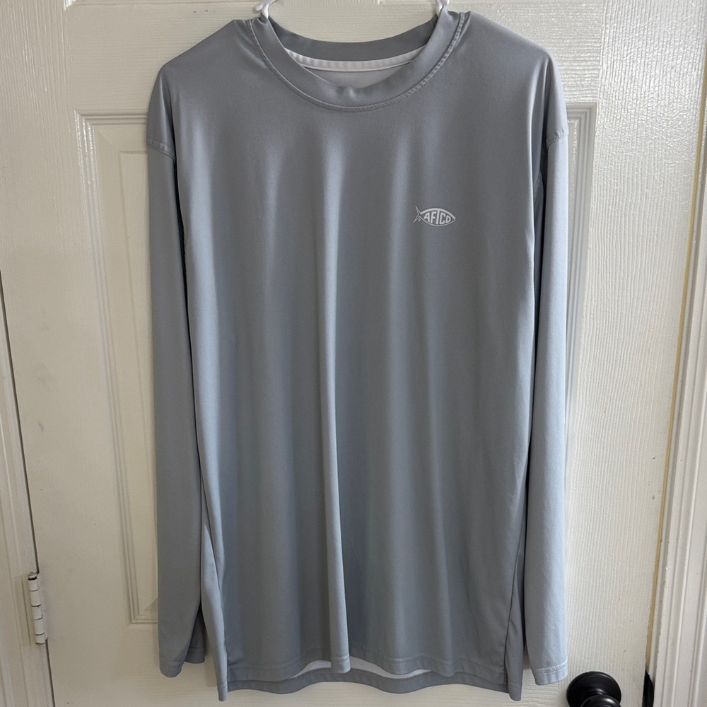 AFTCO Men's Light Gray Long Sleeve Tee